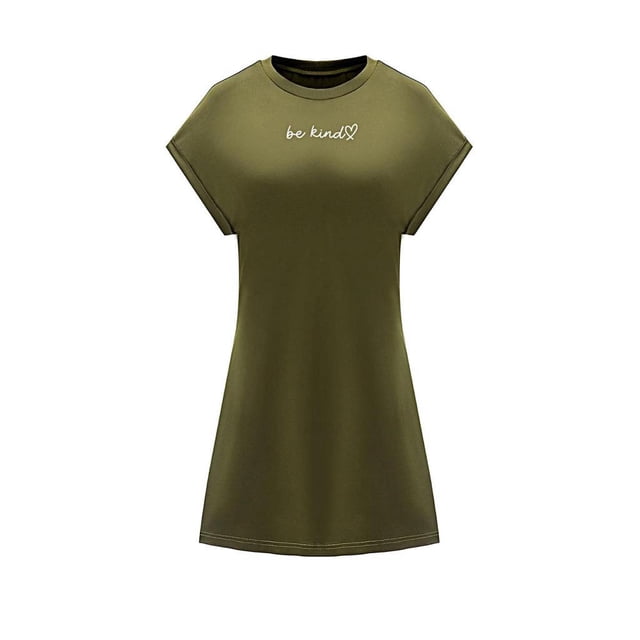Vestido de verano para mujer, vestido con cuello redondo para desplazarse, ir de compras, caminar, oficina, mujer L