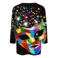 thumbnail image 4 of QATAINLAV Mardi Gras Shirts for Women Plus Size Casual Round Neck Blouse Fashion Carnival Celebration 3/4 Sleeve Pullover Top Multicolor XXXL, 4 of 6