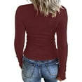 thumbnail image 6 of Aoochasliy Ladies Tops Long Sleeve Clearance Casual V-Neck Long Sleeve Comfortable Solid Color Tops Blouse, 6 of 6