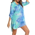 thumbnail image 3 of Beach Cover-Up V-Neck Shirt with Bikini-Friendly Design, Long Sleeve Swimwear Top in Quick-Dry Fabric for Poolside & Resort Wear,Sky Blue 3XL, 3 of 4