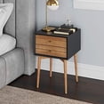 thumbnail image 1 of Nathan James 32703 Harper Mid-Century Side Table, Two-Drawer Nightstand, Black/Brown, 1 of 12