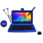 LINSAY 7" 2GB RAM 32GB Storage BUNDLE New Android 12 WiFi Tablet, Bluetooth with keyboard Blue Leather Keyboard, Earphones, Pop Holder and Pen Stylus, Google Certified