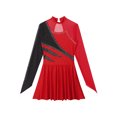 thumbnail image 4 of Sxiwei Robe de Patinage Artistique pour Femmes Manches Longues Dos Découpé Costume de Danse Contemporaine Rouge m, 4 of 6