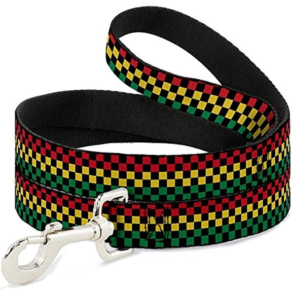 Buckle-Down Checker Black Rasta Dog Leash