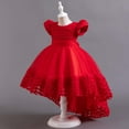 thumbnail image 4 of NiSHUIHAN Cute Summer Dresses Children Rose Flower Train Skirt Cake Princess Dress Girl Bowknot Puffy Gown Dress Red 140, 4 of 5
