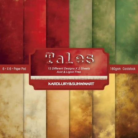 SunWMart 24 Sheets Scrapbooking Paper Pad 6"x6" Single Sided Decorative Paper Pack 160GSM Journaling Supplies Patterned Cardstock Craft Paper Aesthetic Junk Journal Card Making