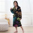 thumbnail image 3 of RXMEKW Hooded Velvet Bathrobe For Girls Long Sleeve Pajama Set With Button Closure, 3 of 7