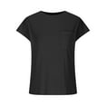 thumbnail image 3 of Black S WIZUTIZ Going Out Tops for Women up to 50% Off Casual Tee Round Neck Summer-Beach Plain Ladies Blouse Cotton Soft Solid Tshirt Sports Athletic T-shirt Holiday Beach Tunics Short Sleeve Tshirt, 3 of 5