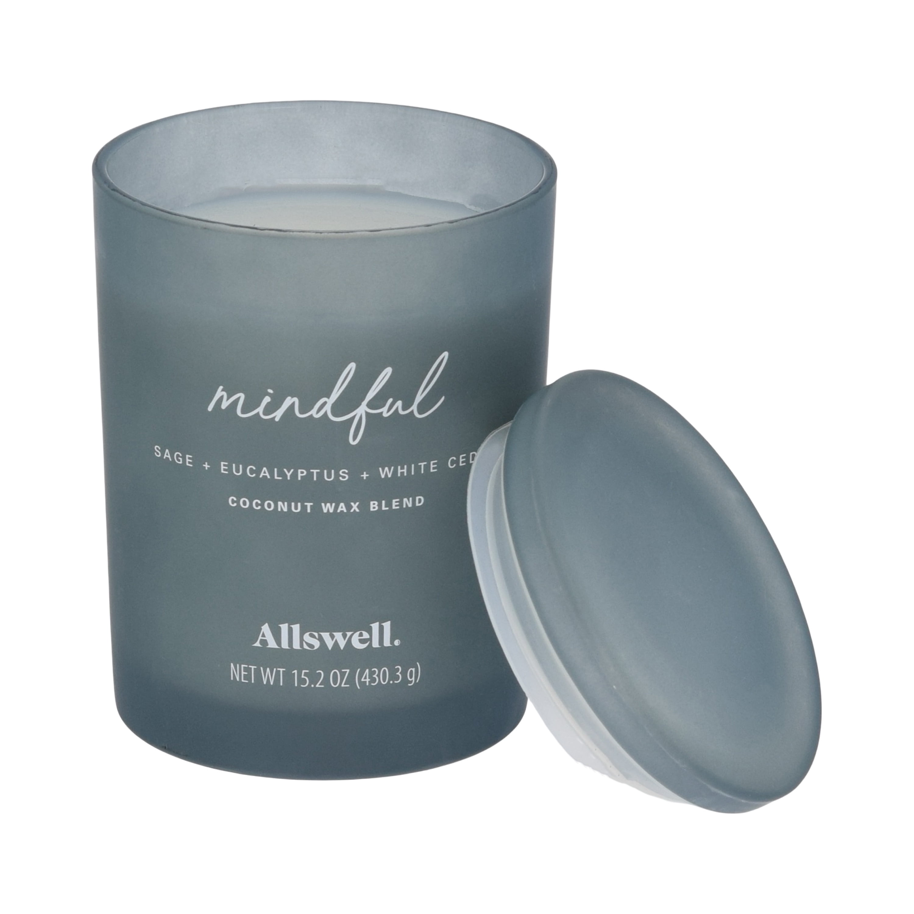 Allswell Mindful (Sage + Eucalyptus + White Cedar) Scented 2-Wick Spa Jar Candle 15oz.