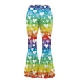 thumbnail image 6 of FKELYI Rainbow Love Print Flared Yoga Leggings for Women Teen Girls Tummy ControlFlare Leggings Slim-Fit Flare Leg Pants Athletic Leggings for Running Hiking Walking, L, 6 of 7
