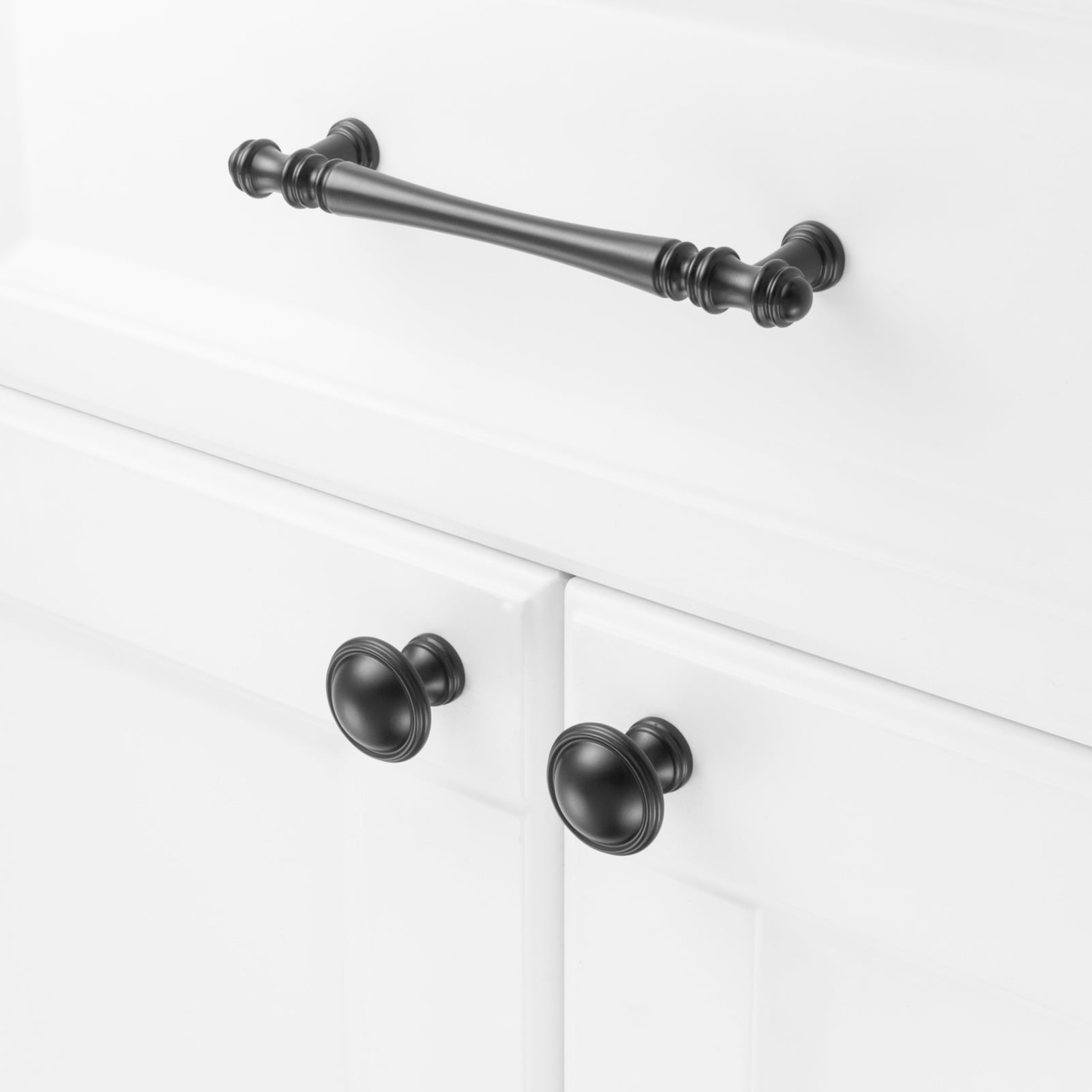 KOOFIZO 10 Pack Classical Cabinet Knob - Black Pull Handle (Dia.32mm / 1.26 Inch)