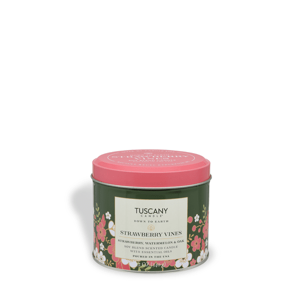 Tuscany Candle Strawberry Vines: Watermelon & Oak Scented Spring Tin Candle, 12 oz