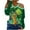 Green, variant on Long Sleeve Blouse for Women Fashion Women Casual Long Sleeve Off-shoulder Halter V-neck Saint Patrick Print Top Blouse