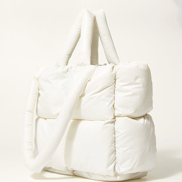 Becaristey Everything Organized With Nylon Shoulder Bag Large Capacity Padded Multiple Color Options Pillow Bag White 1Set