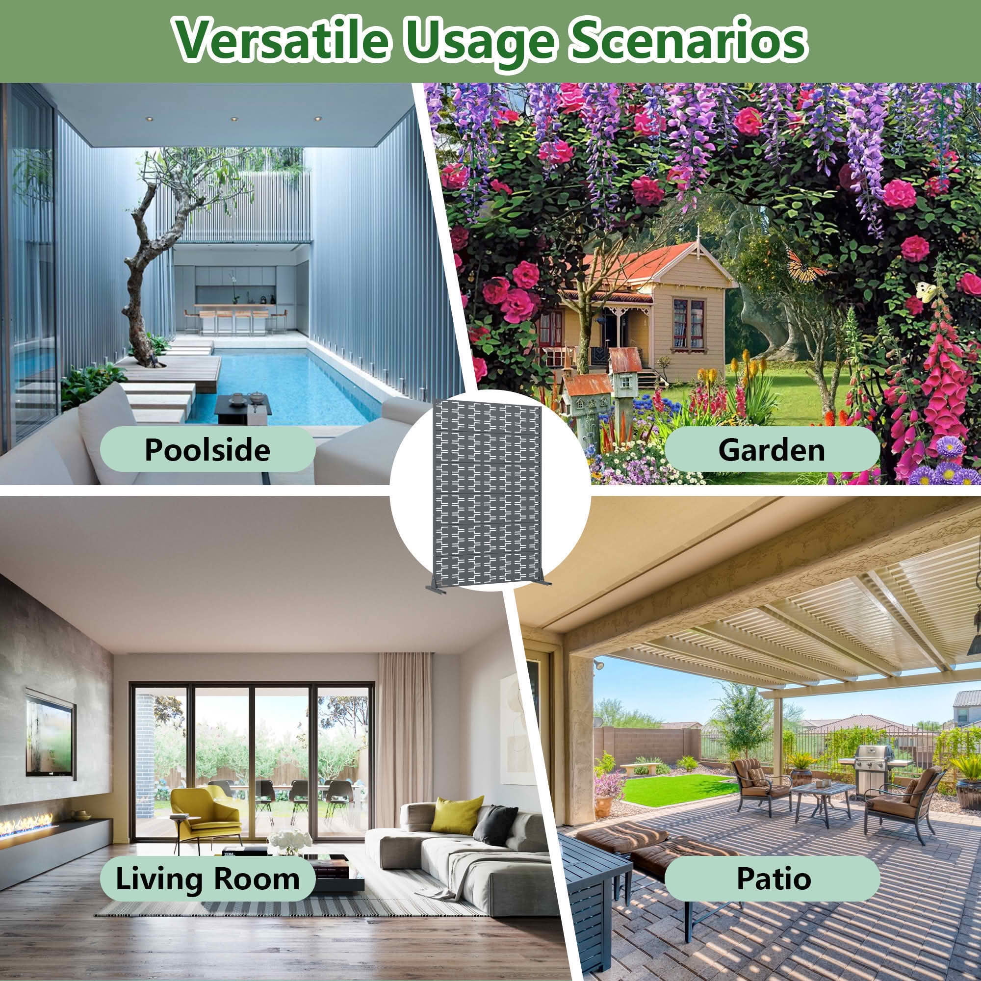 MAYEERTY 72x47 Gray Outdoor Natural Privacy Panel Screen, 6 Piece Set Natural Folding Divider for Backyard and Garden