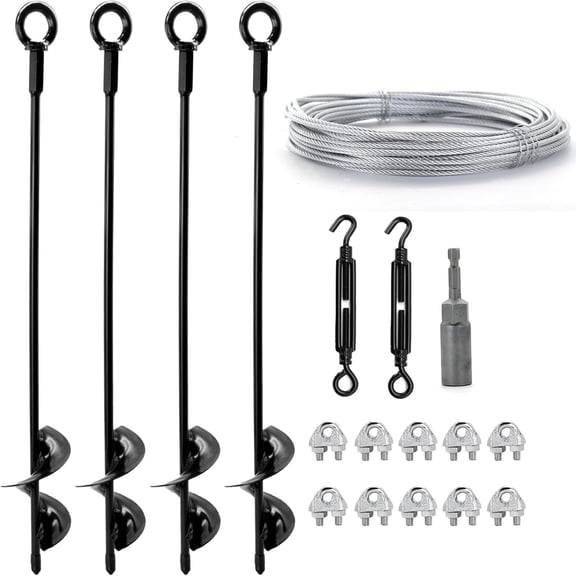 Tootaci Ground Anchors Screw in Heavy Duty, 18'' Shed Anchor Kit for Mobile Home, Carports, Swing Set, Tree, Trampoline - Secure Against High Winds 4PCS