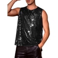 thumbnail image 5 of INSPIRE CHIC Men's Patchwork Sleeveless Party Night Out Sparkle Sequin Tank Top L Black, 5 of 5
