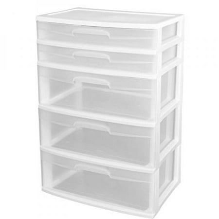 Sterilite 5 Drawer Wide Tower Plastic Storage Cabinet Organization Sterilite 5 Drawer Wide Tower Plastic Storage Cabinet Organization White