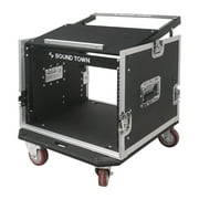 Sound Town Enhanced Thickness 1/2 (12mm) Plywood 8U Audio Rack/Road ATA Case with 11U Slant Mixer Top, 20 Rackable Depth, Casters, 8 Space Size, Pro Tour Grade (STMR-8UW)