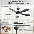 thumbnail image 6 of Sofucor 45" Smart Ceiling Fan, Indoor/Outdoor Ceiling Fans with Lights and Remote, Compatible with Alexa/Google/App, 3-Color Light 6-Speed Timing Reversible DC Motor, 6 of 13