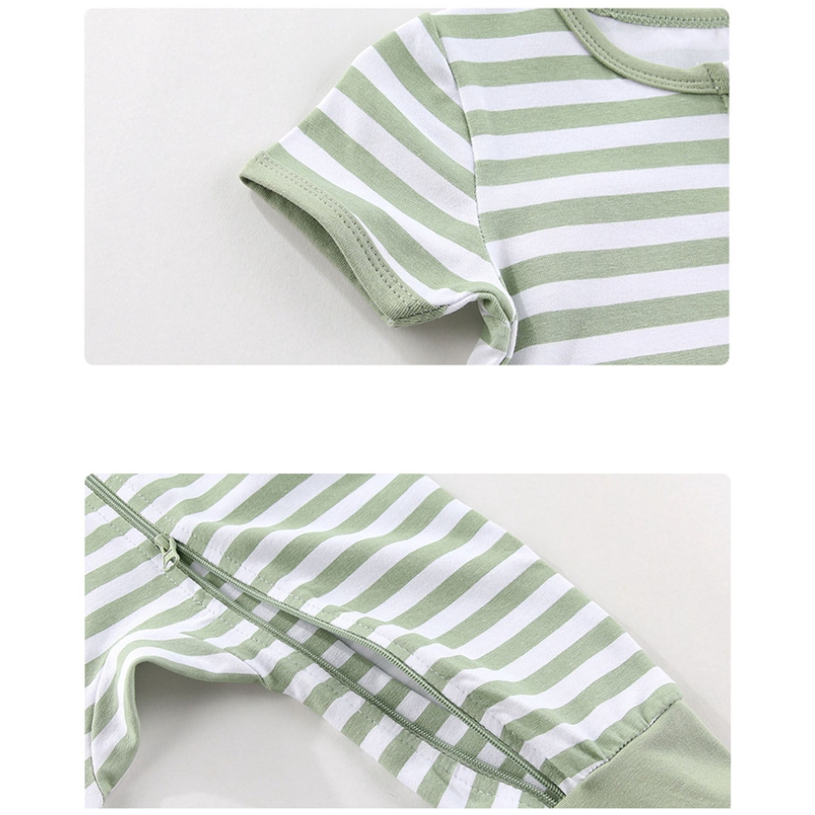 Weebloom Boys Girls Outfits 2 Pcs Footless Pajamas Romper Jumpsuit With Two Way Zipper Soft Bodysuit For Toddler Playwear Pjs Sleepers Onesies Clothes Set Green 6-9 Months