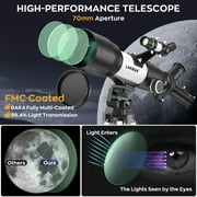 Telescope for Adults and Kids, 70/400mm(16X-134X) Refracting Telescope for Astronomy Beginners, 16x-132x, Portable Telescope with Tripod, Carrying Bag, Phone Adapter