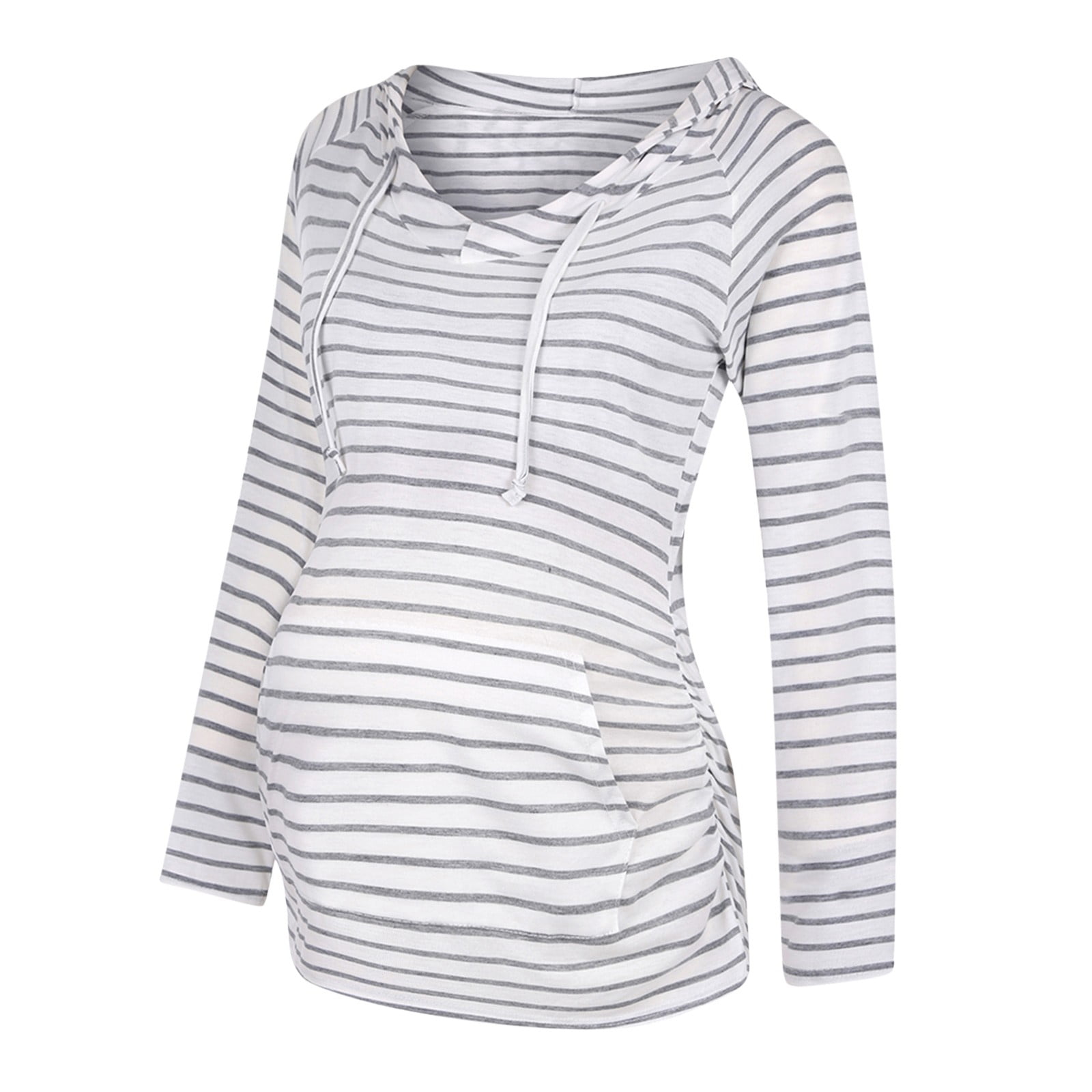 Taqqpue Womens Maternity Shirts Tops Long Sleeve VNeck Striped Printed