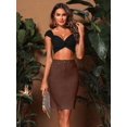 thumbnail image 5 of Brown Womens Casual Pencil Denim Skirt With Button Closure And Front Pockets, 5 of 8