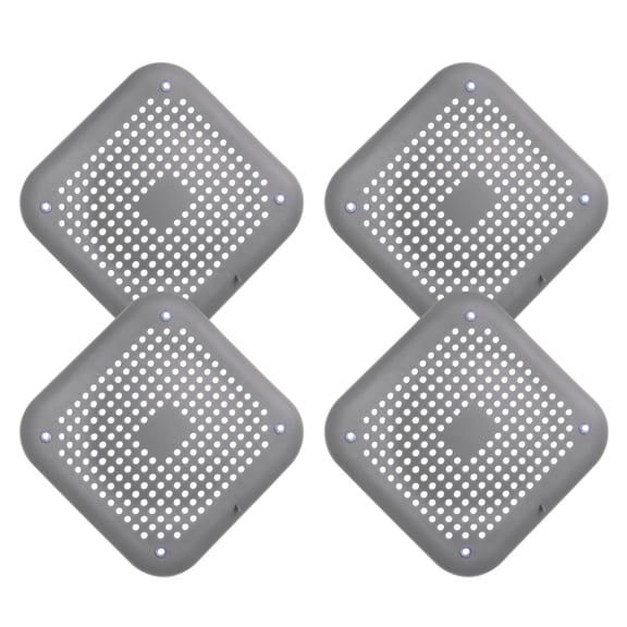 Uxcell 4packs Shower Drain Hair Catcher Square Drain Strainer for Bathtub, Grey