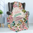 thumbnail image 4 of Christmas Soft Flannel Fleece Throw Blanket, Colorful Botanical Frame Form Blossoms Herbs Holly Design, Cozy Plush for Indoor and Outdoor Use, 50" x 60", Multicolor, by Ambesonne, 4 of 5