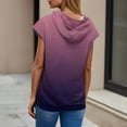 thumbnail image 3 of Women's Gradient Color Sleeveless Hoodie, Lightweight Breathable Drawstring Hooded Athletic Top with Front Pocket for Summer Workouts, Gym Wear and Street Fashion Purple XL, 3 of 5