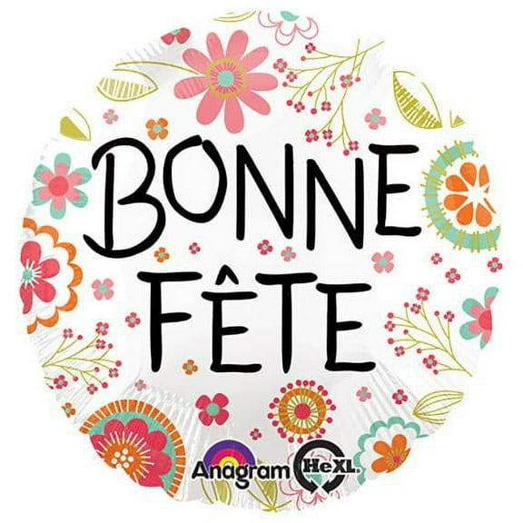 LOONBALLOON French Balloons, 18″ BONNE FETE PEACHY FLOWER