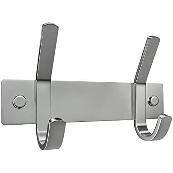 Small Coat Rack Wall Mount – Brushed Nickel 6 Inch Stainless Steel Hook Rail with 2 Heavy Duty Double Coat Hooks – Wall Mounted Coat Hanger for Entryway, Bathroom, Bedroom, Towel, Hat Organizer