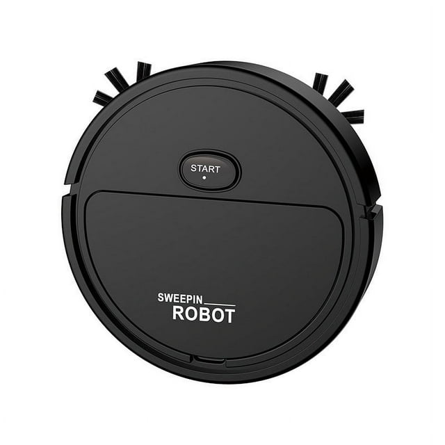 Black Smart Robot Vacuum Toy Automatic Floor Cleaner For Kids Play With Pets Simulation Sweeper 8.7X8.7X2 Inches Usb Rechargeable With 60Mins Runtime