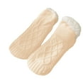 thumbnail image 5 of HBFAGFB Socks for Women Winter Warm Plush Thickened Slippers Socks Versatile Daily Wear Light Yellow Size S, 5 of 5