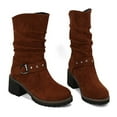 thumbnail image 7 of UngA Womens Fall Boots Cowboy Boots Embroidered Cowgirl Boots Western Mid-Calf Knee-High Boots with Heel Brown,6.5, 7 of 7