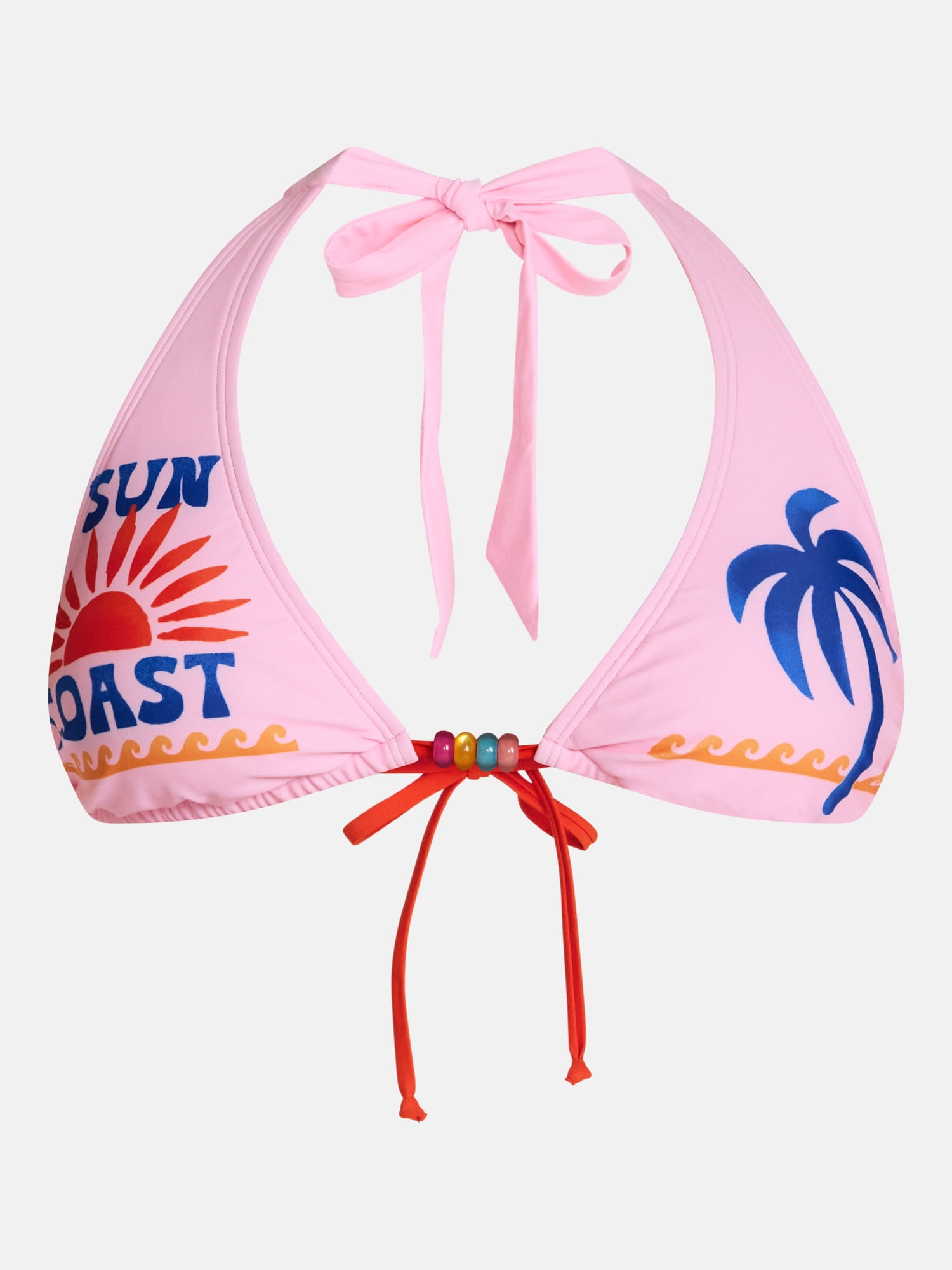 No Boundaries Sun Coast Print Triangle Bikini Swim Top, Women’s XXS-XXL