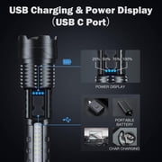 Rechargeable LED Flashlights, 90,000 Lumens Super Bright Handheld FlashLight, 7 Modes with COB Work Light, IPX6 Waterproof, Adjustable Tactical Flash light for Home,Camping and Emergencies-2 Pack
