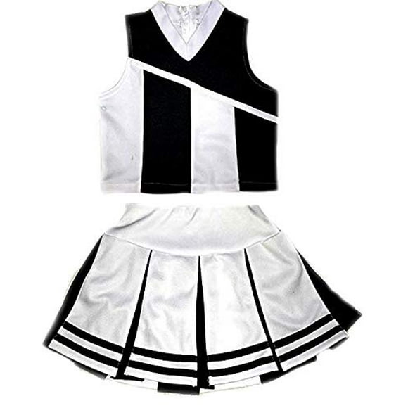 Little Girls' Cheerleader Cheerleading Outfit Uniform Costume Cosplay White/Black (XL / 10-12)