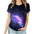 thumbnail image 3 of Penkiiy Galaxy Printed Shirt , Women's Print Graphic T Shirt Short Sleeve Summer T-Shirt Novelty Casual Tee S Black, 3 of 6