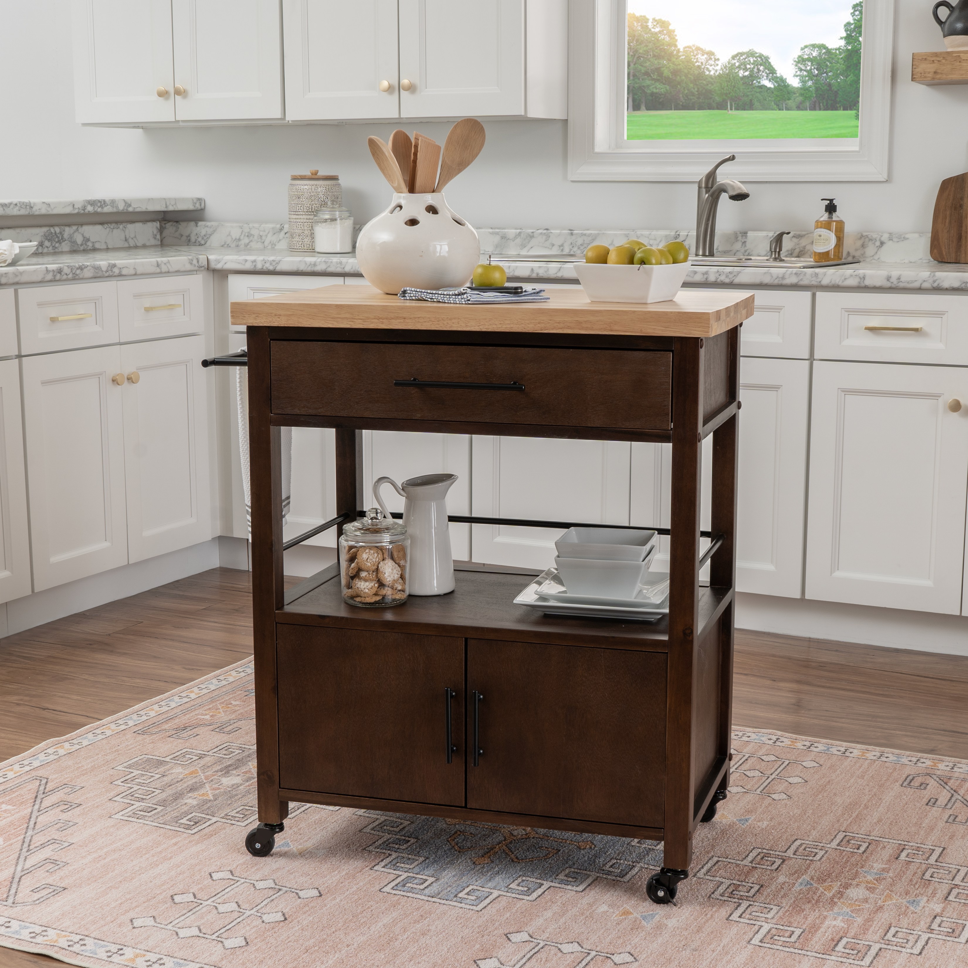 Lennix Kitchen Cart Brown