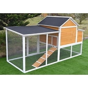 Omitree 7.6 Wood Chicken Coop Hen House 4-8 Chickens Nesting Box Run