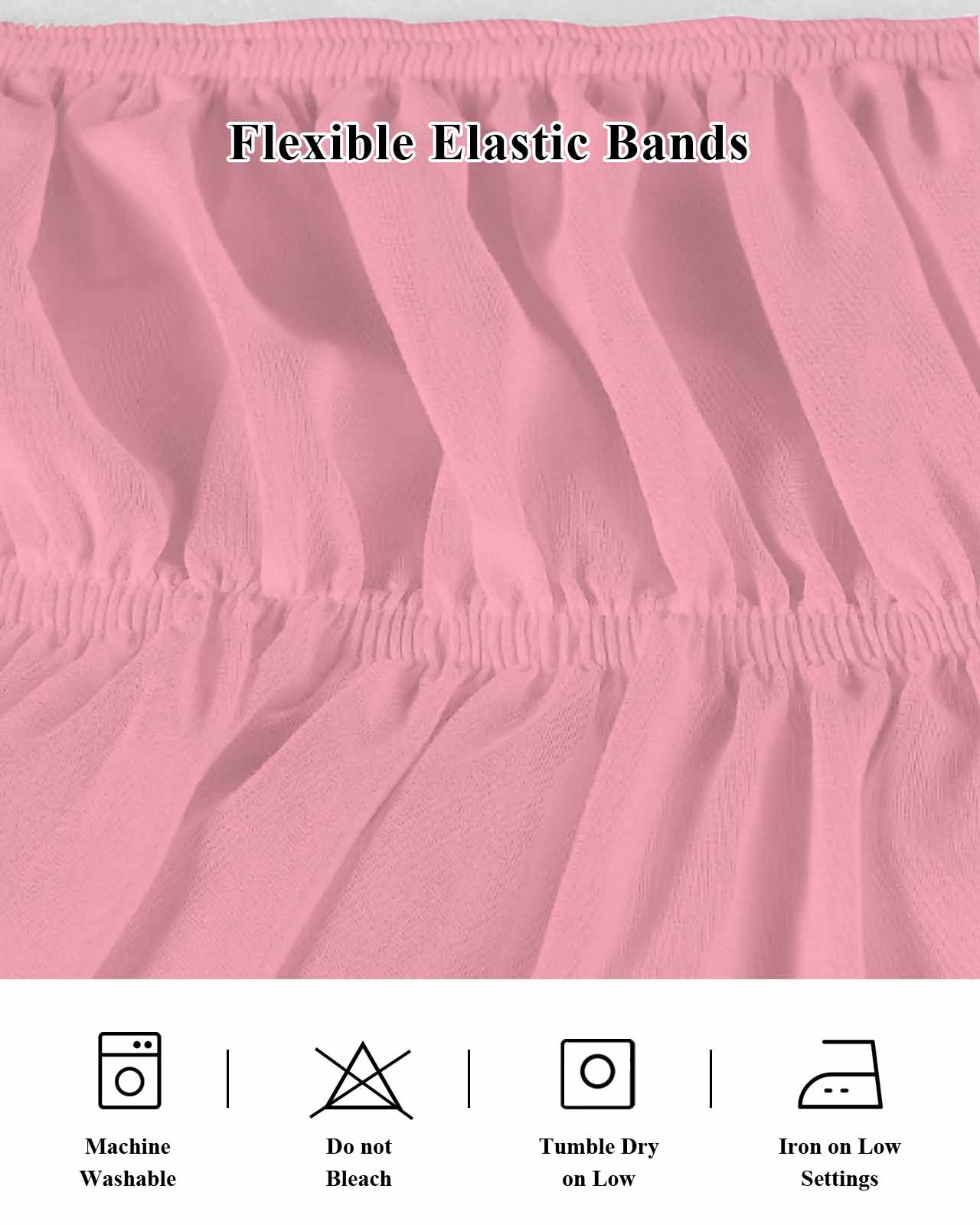 Dark Pink Bed Skirt Solid Color Bed Skirts King Size 18 Inch Drop, Wrap Around Dust Ruffle&nbsp;Bedskirt with Adjustable Elastic Belt for Queen Size Beds
