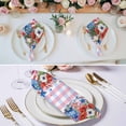 thumbnail image 3 of 4th of July Cloth Napkins, Independence Day Floral Checkered Stars Washable and Reusable Dinner Napkins Set of 4, Table Napkin for Kitchen Party Birthday Wedding Hotel Housewarming 20"x20", 3 of 9