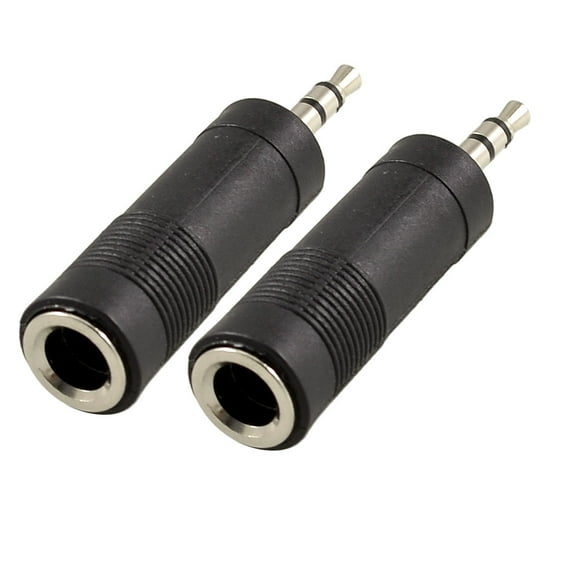 Unique Bargains 3.5mm Male to 6.35mm Female Audio Jack Plug Adapter 2 Pcs