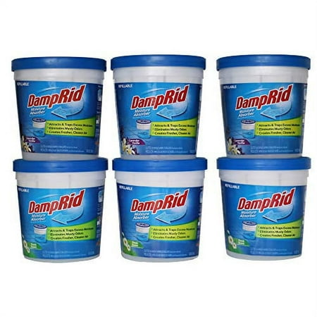 DampRid - 3 Fresh Scent, 3 Lavender Vanilla - Refillable Moisture Absorber - 6 Pack of 10.5 oz cups - Traps Moisture for Fresher, Cleaner Air