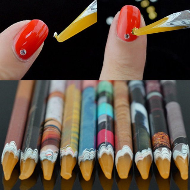 Trayknick Crayon Wax Dotting Pen Pencil Rhinestones Picker DIY Salon Manicure Art Tool Random Color