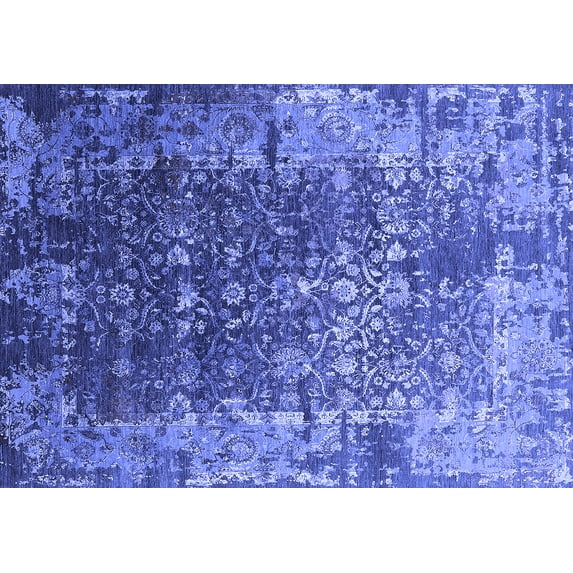 Ahgly Company Indoor Rectangle Oriental Blue Industrial Area Rugs, 7' x 10'