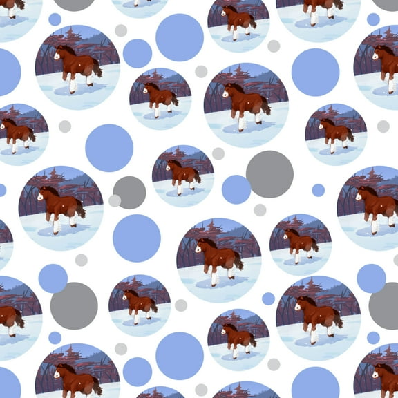 Clydesdale Horse Running in Snow Premium Gift Wrap Wrapping Paper Roll