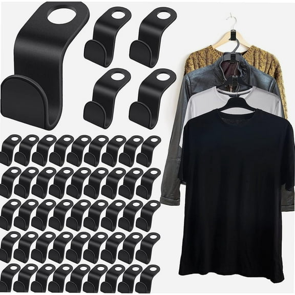 Clothes Hanger Connector Hooks, 50 Pieces Cascading Hangers, Hanger Extender Clips, Closet Organizer for Space Saving(Black)